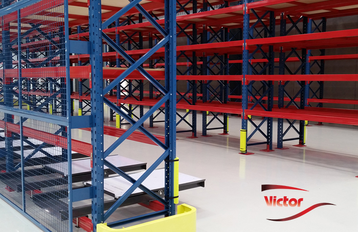 Victor racking newly installed in a warehouse
